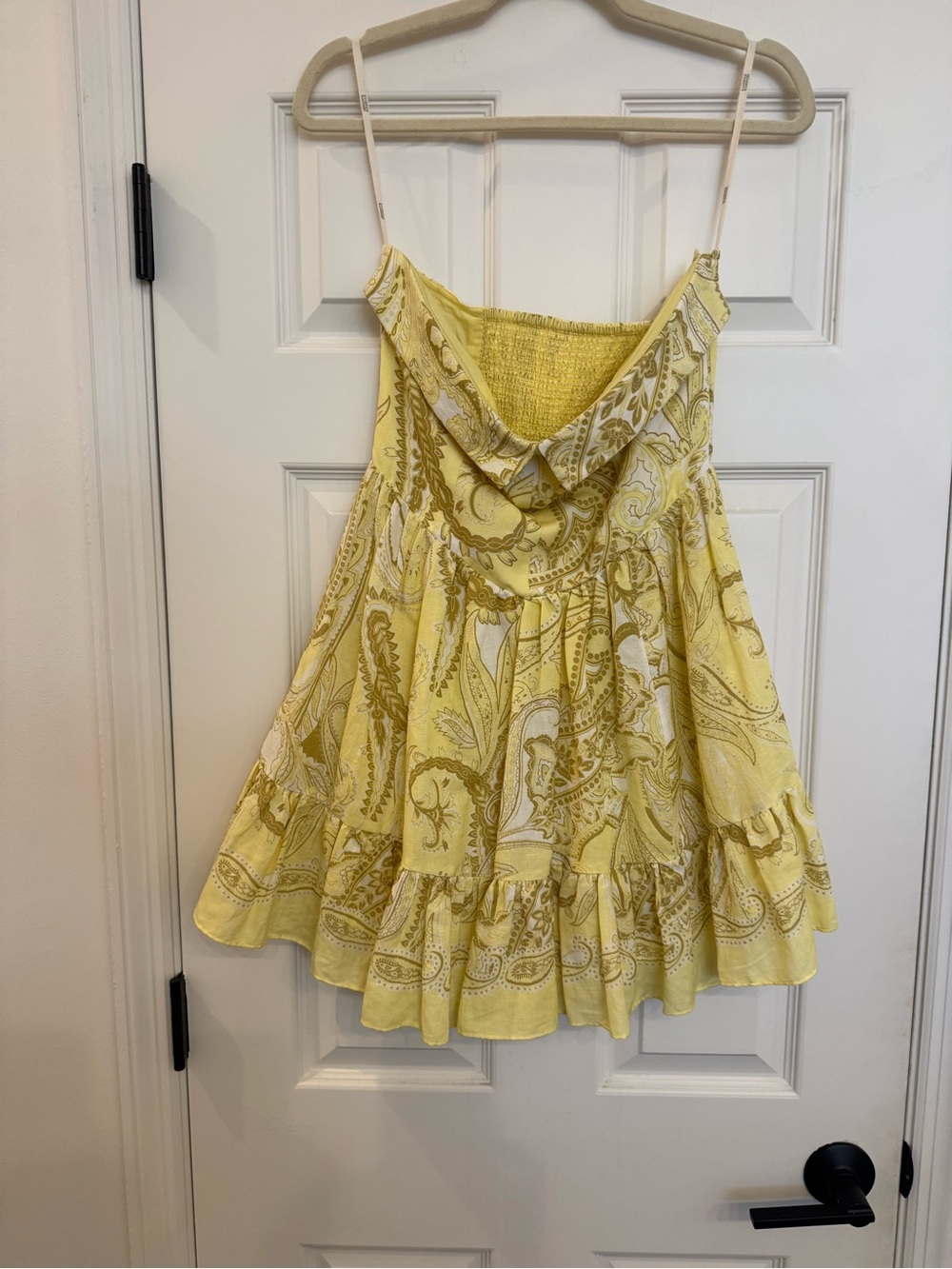 NWT HEMANT & NANDITA Fiza Tube Strapless Dress Yellow Linen Mini Medium - Picture 6 of 11